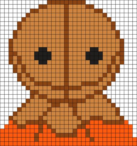 Trick R Treat Sam Perler Bead Pattern | Bead Sprites | Characters Fuse Bead Patterns The Shining Perler Beads, Horror Bead Pattern, Crochet Grid Patterns Horror, Horror Grid Pattern, Perler Bead Patterns Horror, Horror Movie Pixel Art, Halloween Grid Pattern, Horror Pixel Art Grid, Horror Perler Bead Patterns