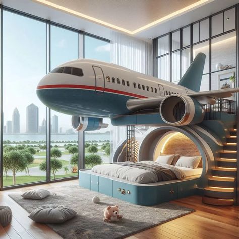 When it comes to transforming your child's bedroom into a magical and imaginative space, there's nothing quite as captivating as an airplane bunk bed. These Plane Room, Sensory Bedroom, Airplane Bedroom, Airplane Bed, Childrens Bedrooms Design, Boy Nursery Themes, Twins Room, Kitchens And Bedrooms, Dreamy Bedrooms