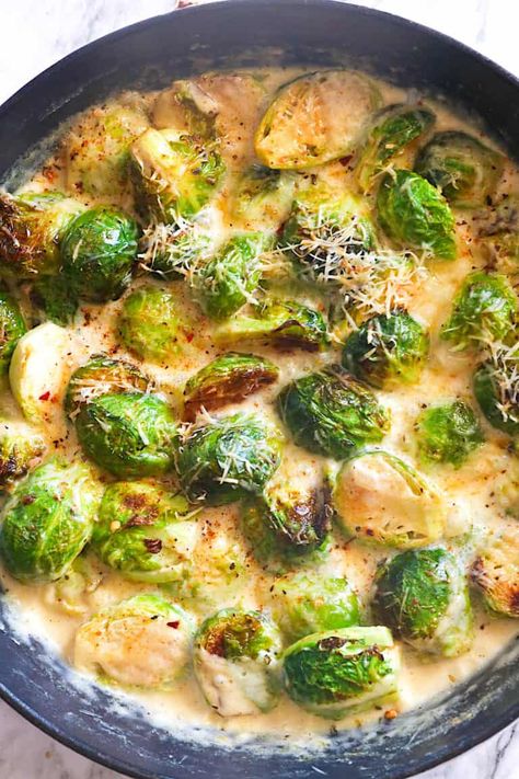 Brussel Sprout Recipes Creamy, Cream Cheese Brussel Sprouts, Dutch Oven Brussel Sprouts, Brussels Sprout Breakfast, Brussel Sprouts In Soup, Brussels Sprouts And Carrots Recipe, Soups With Brussel Sprouts, Frozen Brussel Sprouts Recipes, Creamed Brussel Sprout Recipes