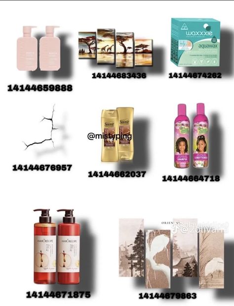 Shampoo And Conditioner Decals Bloxburg, Bathroom Decals Codes, Make Up Decals Bloxburg, Hair Products Decals Bloxburg, Bloxburg Beauty Salon Decals, Target Bloxburg Decal, Bloxburg Salon Decal Codes, Welcome Sign Front Door Bloxburg Code, Bloxburg Hair Salon Decal Codes