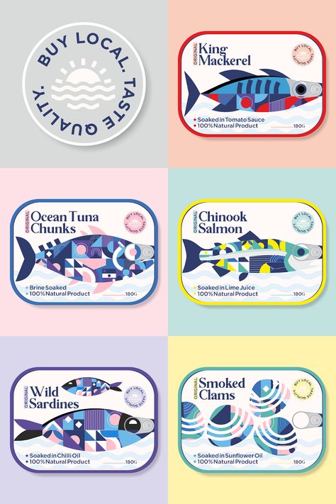 Canned Food Label Design, Canned Food Design Packaging, Canned Fish Design, Sardine Can Design, Canned Food Design, Canned Fish Packaging, Fish Packaging Design, Canned Food Packaging, Premium Food Packaging