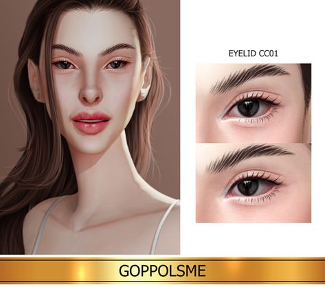 GPME-GOLD Eyelid CC 01 | GoppolsMe on Patreon Sims 4 Cc Goppols Me, Sims 4 Eyelids, Sims4 Skin, Alpha Sims, Sims 4 Decades Challenge, Sims 4 Cc Eyes, Sims Clothes, Makeup Cc, Skin Details