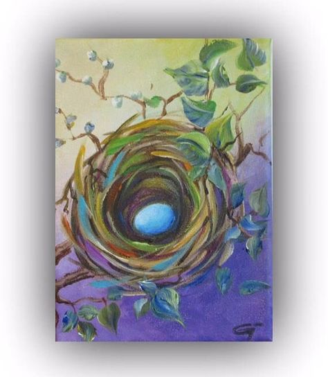 Nest Painting, Bird Nest Painting, Spring Scenes, Bird Paintings On Canvas, Tomorrow Is A New Day, Egg Nest, Spring Scene, Wine And Canvas, Birds Nest