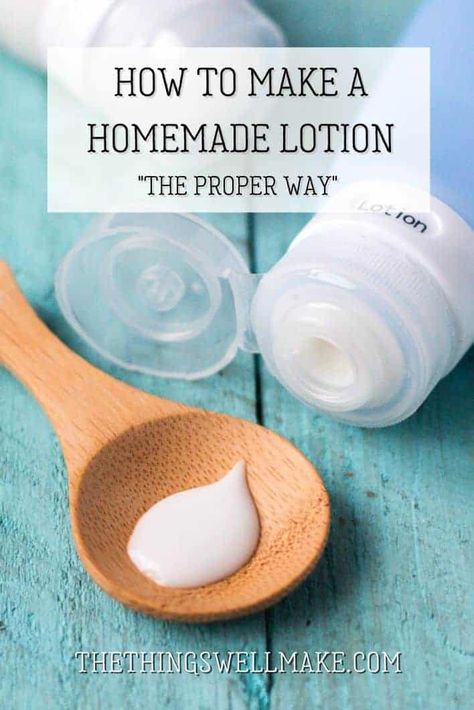 Learn how to make an easy, simple homemade lotion. This basic lotion recipe is the foundation for many different types of cosmetics. It can be customized to suit different skin types or to make a wide variety of products! #naturalskincare #homemade #lotion #diycosmetics #thethingswellmake #miy Body Lotion Recipes, Homemade Lotion Recipe, Nice Skin, Homemade Makeup, Lotion Recipe, Diy Beauty Treatments, Diy Shampoo, Diy Lotion, Natural Face Skin Care