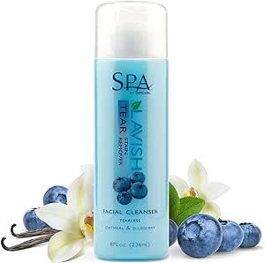 TropiClean SPA Shampoo Tear Stain Remover for Dogs | Oatmeal & Blueberry Scented Facial Cleanser for Dogs | Ideal for White Dogs & All Other Coats | Cat Friendly | Made in the USA | 8 Oz Oatmeal Blueberry, Dog Tear Stains, Irritated Eye, Shake Bottle, Foaming Facial Cleanser, Stained Teeth, Pet Shampoo, Dog Shower, Grooming Routine