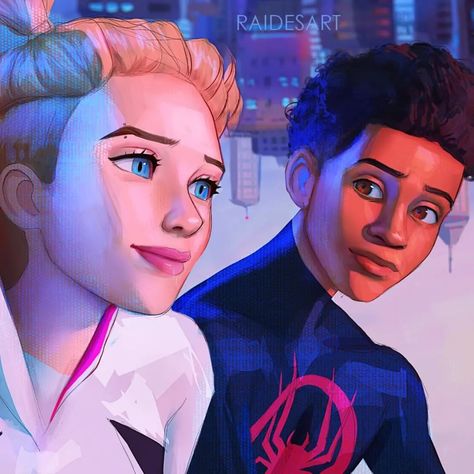 Tried to mix my style with the movie's look in this study 😍 I haven't watched Spiderverse yet, but I'm so looking forward to it!💜 | Instagram Finding Your True Love, Miles Morales Gwen Stacy, Spiderman And Spider Gwen, Miles Spiderman, Miles Morales Spiderman, Spiderman 3, Spiderman Artwork, Spider Girl, Gwen Stacy