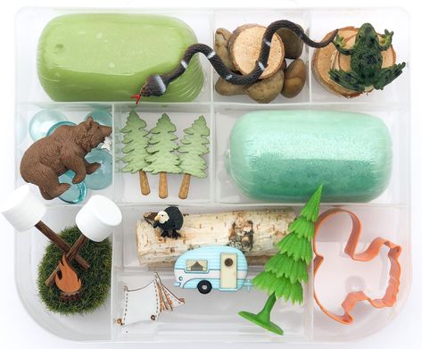 Happy Camper Camping Kid Kit Camping Playdough Kit - Etsy Australia Play Doh Kits, Calathea Lancifolia, Sensory Play Dough, Campfire Smores, Playdough Kit, Fall Gift Baskets, Playdough Kits, Busy Boxes, Camper Camping