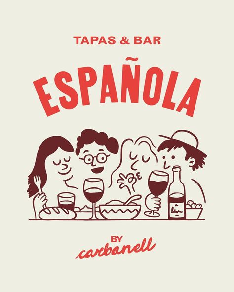 Pizza Illustration Design, Poster Design Restaurant, Tapas Illustration, Restaurant Logo Ideas, Mexican Graphic Design, Coffee Shop Branding, Graphic Design Portfolio Inspiration, Book Bar, Tapas Bar