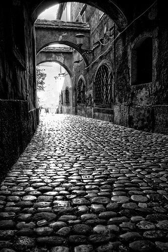 Cobblestone Street, White Pictures, Photo B, Foto Art, Ljubljana, Black N White Images, Jolie Photo, Black White Photos, Street Photo