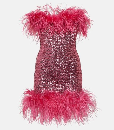 Find Oseree Oséree Feather-trimmed Sequined Minidress on Editorialist. Trim: 100% ostrich feathers. Lining: fully lined, 92% polyamide, 8% elastane. Made in Italy. Designer color name: Rose. Material: 100% polyester. Care instructions: hand wash. Backless Short Dress, Rose Details, Feather Crafts, Red Feather, Rosé Details, Pink Feathers, Feather Dress, Ostrich Feathers, Pink Sequin