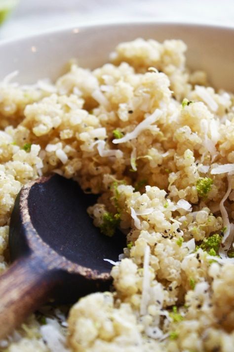 Super Simple Coconut Lime Quinoa Coconut Lime Quinoa, Lime Quinoa, Healthy Supper, Goat Cheese Salad, Canned Coconut Milk, Lime Zest, Coconut Lime, Quinoa Recipes, Delicious Dinner Recipes