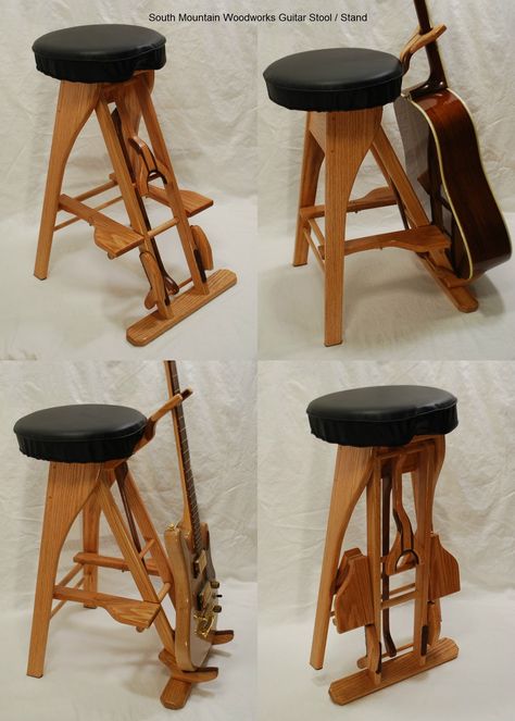 Guitar Stool, Wood Guitar Stand, Kids Woodworking Projects, Wooden Guitar Stand, Intarsia Wood Patterns, Guitar Stands, Deco Studio, Woodworking Box, Woodworking Projects For Kids