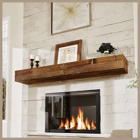 PRICES MAY VARY. A Touch of Refinement — Accessorize your living room with a stately wood mantle mount. The shelf wood rustic brown finish and sleek lines of this fireplace shelf 72 inch creates a grounding sense of richness to your space Special Spotlight — The proudest and most precious moments of your life deserve a beautiful seat in your home. These fireplace mantels shelves have an 8 inch deep shelf, making 72 inch shelf the perfect spot to display your family photos, awards and artwork A W Fireplace Mantle Shelf, Floating Fireplace Mantel, Wood Mantle Fireplace, Floating Fireplace, Rustic Fireplace Mantels, Fireplace Mantel Shelf, Wood Mantle, Wood Fireplace Mantel, Mantle Shelf