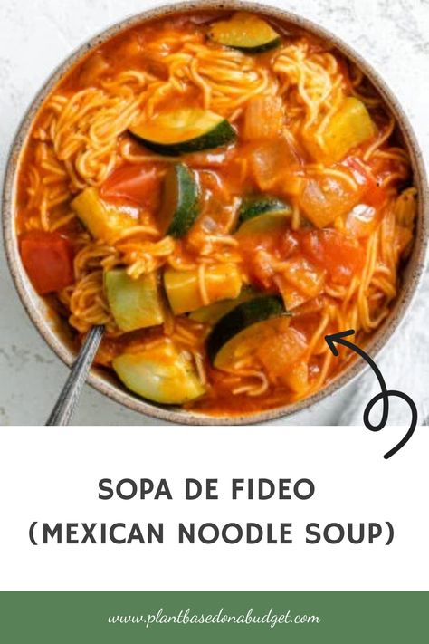 Here’s a quick and easy recipe for the sopa de fideo that my grandma used to make for me. Inexpensive and delicious! Mexican Noodle Soup, Fideo Soup, Fideo Recipe, Homestyle Cooking, Vegan Tomato Soup, Plant Based Recipes Dinner, Plant Based Lunch, Recipes Authentic, Tomato Broth