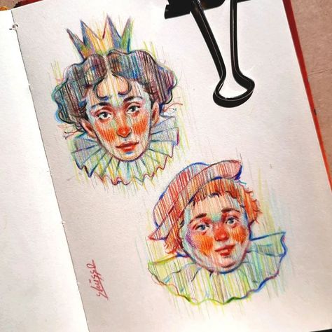 Colorpencils Drawing Idea, Color Pencil Drawing Ideas Creative, Colored Pencil Character, Sketchbook Colored Pencil, Coloring Pencil Art, Colored Pencil Sketches, Ballpen Drawing, Color Sketches, Color Pencil Illustration