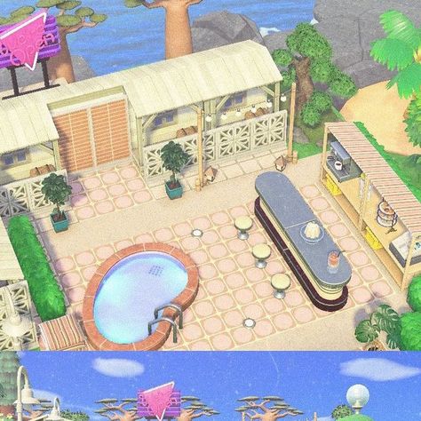 Acnh Motel Ideas, Acnh Balcony, Girly Games, Spring Animals, Switch Nintendo, Palm Spring, Acnh Inspo, Animal Crossing Game, Island Ideas