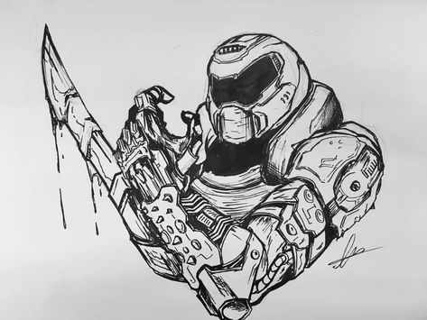 Art by f_mekki on Twitter! #DOOMEternal #DOOM The Doom Slayer, Doom Videogame, Doom Demons, Halo Tattoo, Slayer Tattoo, Doom 2016, Doom Slayer, Doom Game, The Doom