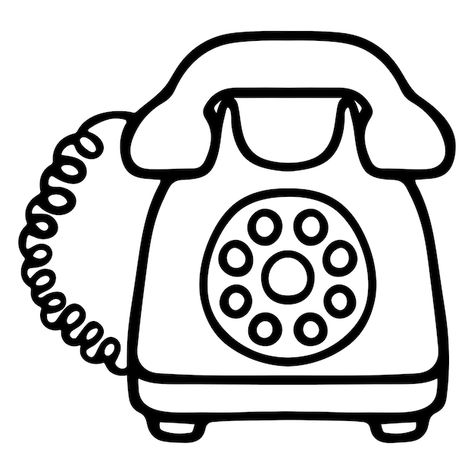 Landline Phone Drawing, Phone Sketch, Telephone Drawing, Outline Pictures, Illustration Outline, Number Vector, Classic Phones, Telephone Vintage, School Images