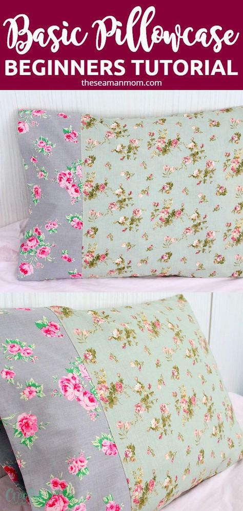 Simple Pillowcase, Pillowcase Sewing, Easy Pillowcase, Sewing Pillow Cases, Pillowcase Tutorial, Pillow Cases Tutorials, Household Sewing, Christmas Child, Kids Sewing