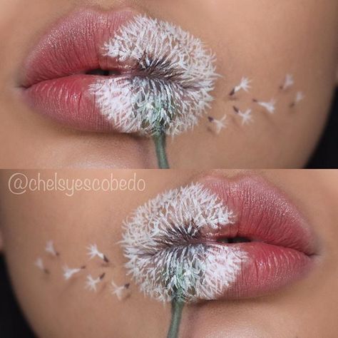 Blowing dandelions (I know that's not a dandelion emoji but close enough) 76/100 #100daysofmakeup  Thanks @dhernandez89 for giving me the idea!  Products- @anastasiabeverlyhills Ashton liquid lipstick lightly patted on the lips & the ultimate glow kit • @mehronmakeup basic face paint palette  #anastasiabeverlyhills #abh #abhliquidlipstick #ultimateglowkit #mehron #mehronmakeup #motd #wakeupandmakeup #lips #lipart #art #illusion #painting #artdaily #hudabeauty #vegas_nay #katvondbeauty #... Basic Face Paint, Abh Liquid Lipstick, Blowing Dandelion, Mehron Makeup, A Dandelion, Rainbow Makeup, Glow Kit, Lip Designs, Lip Art