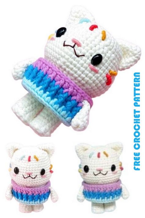 Amigurumi Little Cat Free Crochet Pattern - crochet.sdbes.com Cat Free Crochet Pattern, Paw Crochet, Crochet Furniture, Cat Knitting, Crochet Phone Cover, Crochet Cat Toys, Hello Kitty Crochet, Crochet Christmas Gifts, Quick Crochet Patterns