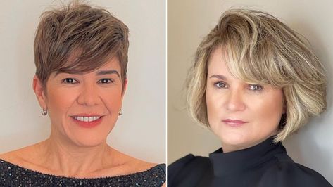 17 Bold Hairstyles for Women Over 50 with Square Faces 70 Hair, Bold Hairstyles, Textured Bangs, Textured Haircut, Square Face Hairstyles, Stylish Hairstyles, Square Face Shape, Spiral Curls, Hairstyles For Women Over 50