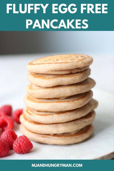 These eggless pancakes are proof that you can have a light and fluffy breakfast treat without the eggs! Not only are they easy to make, but they're also versatile Eggless Pancakes Easy, Pancakes Eggless, Pancake Recipe No Milk No Egg, Eggless Fluffy Pancakes, Eggless Pancakes For Baby, Eggless Pancake Recipe, Egg Free Pancakes, Family Friendly Breakfast, Family Breakfast Recipes