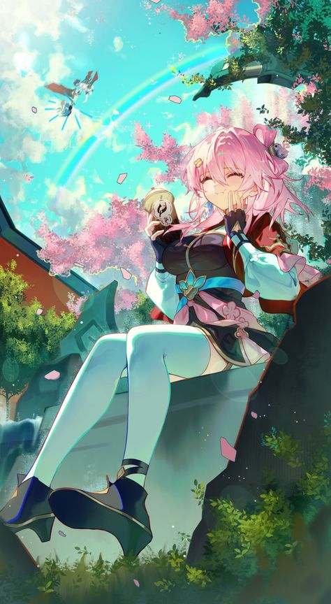 March 7th From Honkai Star Rail #HonkaiStarRail #March7th Dan Heng, March 7th, Star Character, Kid Character, Honkai Star Rail, March 7, Star Rail, Game Artwork, Ship Art