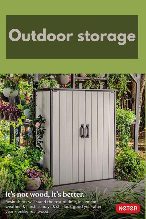 Generous storage capacity | Weather-resistant, waterproof and UV protected - will not peel, rot or rust | Shed | Outdoor storage Shelving Brackets, Outdoor Storage Shed, Backyard Camping, Outdoor Storage Sheds, Pool Accessories, Storage Shed, Lawn Garden, Outdoor Storage, Industrial Style