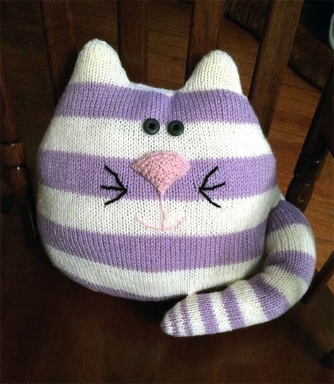 Crochet Cat Pillow Pattern, Crochet Cat Pillow, Cat Pillow Pattern, Knitted Headbands, Kat Haken, Crochet Cats, Animal Knitting, Kids Knitting, Crocheting Patterns