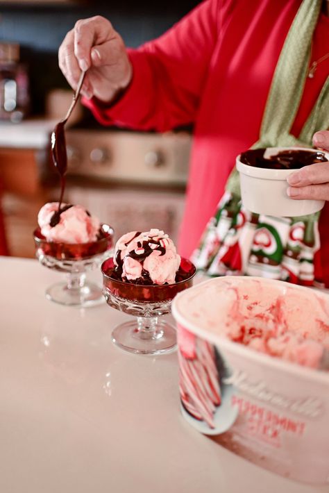 Peppermint Brownie Sundaes featuring Hudsonville Peppermint Stick ice cream Christmas Sundaes, Peppermint Stick Ice Cream, Andes Mint Chocolate, Holiday Ice Cream, Christmas Ice Cream, Sundae Recipes, Christmas Brownies, Peppermint Ice Cream, Brownie Sundae