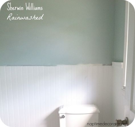 Bathroom Paint Colors Sherwin Williams, Aqua Paint Colors, Rainwashed Sherwin Williams, Abby Lawson, Aqua Paint, New Paint Colors, Bathroom Paint, Modern Sink, Bathroom Paint Colors