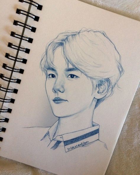 Baekhyun Baekhyun Drawing, Exo Eyes Drawing, Exo Drawing, Baekhyun Fanart, Exo Art, 얼굴 드로잉, Exo Fan Art, Bff Drawings, Disney Art Drawings