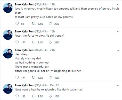 I'm so glad Emo Kylo Ren is back Kylo Ren Quotes, Kylo Ren Battlefront 2, Fix Your Attitude Kylo Ren, Emo Kylo Ren, Kylo Ren Star Wars, Emo Nemo, Kylo Ren Taking Off Helmet, Emo Teen, Ren Star Wars