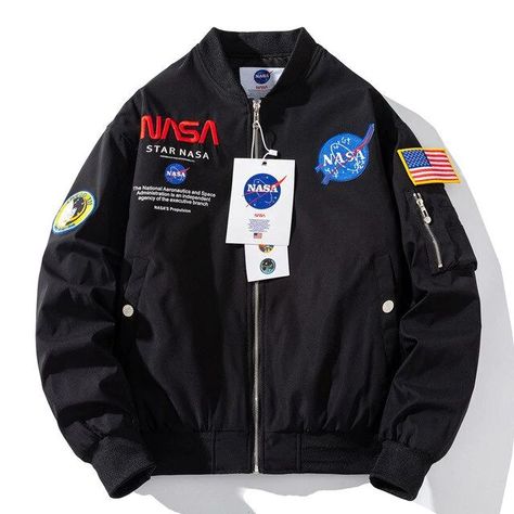 Nasa Stars, Nasa Jacket, Dope Outfits For Guys, Cat Hoodie, Dope Outfits, Nasa, Sweater Hoodie, Motorcycle Jacket, Bomber Jacket