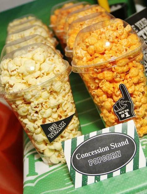 Sport Ideas, Popcorn Cups, Concession Stands, Football Baby Shower, Sports Theme Birthday, Sports Birthday Party, Football Theme Party, Football Birthday Party, Sports Food