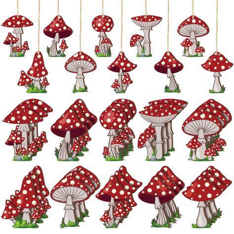 PRICES MAY VARY. Sufficient Quantity: what you will receive are 30 pieces of mushroom hanging ornaments, designed in 10 different shapes, 3 pieces of each style; Sufficient quantities and various styles can fully meet your different decoration or replacement needs and satisfy your personal preferences Mushroom Party Decorations: as you can see in the pictures, these mini tree mushroom decorations are designed with cute mushroom shapes, decorated with bright colors of red and white, creating a st Mushroom Party Decorations, Vintage Mushroom Decor, Mushroom Wedding, Mushroom Decorations, Mushroom Party, Whimsical Party, Mushroom Christmas, Felted Acorns, Hawaiian Party Decorations