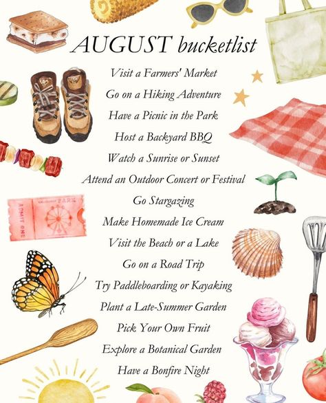 Can you believe August is almost over? 🌿 With just a few days left, we're soaking up every last bit of summer magic. ✨ What's still on your August bucket list? August Bucket List, Summer Magic, Summer To Do List, Monthly Activities, Making Homemade Ice Cream, Outdoor Concert, Healthy Gluten Free Recipes, Bonfire Night, Picnic In The Park