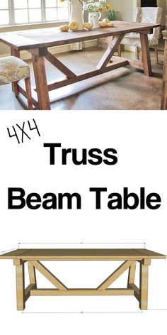 Truss Beam Table, Beam Table, Woodworking Table Plans, Farmhouse Table Plans, Diy Muebles Ideas, Diy Farmhouse Table, Diy Dining Table, Diy Dining, Woodworking Table