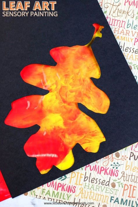 Fall Leaf Painting In A Bag | Little Bins for Little Hands. Want to try a fun mess free leaf painting in a bag art project! Great for little ones to older ones for simple fall art. A great art project that can be used in elementary art class during the fall months. You can also easily create this at home when doing virtual homeschooling. #ElementaryArt #ArtClass #FallArtProject Painting In A Bag, Fall Leaf Painting, Thanksgiving Science, Autumn Preschool Theme, Hope Crafts, Cycle Art, Mess Free Painting, Fall Science, Preschool Fall