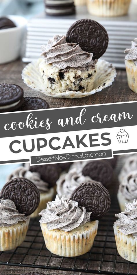 Cookies And Cream Buttercream, Cookies And Cream Cupcakes, Cupcakes Oreo, Cookies And Cream Frosting, Cookie And Cream Cupcakes, Cookies And Cream Cake, The Best Cookies, Cake Base, Kreative Snacks