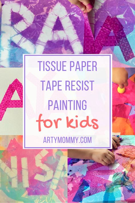 Tissue Paper Tape Resist Painting – ARTY MOMMY Tape Resist Painting, Tissue Paper Painting, Resist Painting, Painting Ideas For Kids, Tissue Paper Art, Tissue Paper Crafts, Incredible Art, Fun Crafts For Kids, Unique Crafts