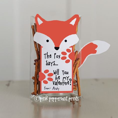 FREE What Does the Fox Say Valentine Printable Fox Valentine, Cute Valentine Ideas, Valentines Diy Kids, Diy Party Crafts, What Does The Fox Say, 21st Party, Valentines Printables Free, Valentines School, My Funny Valentine