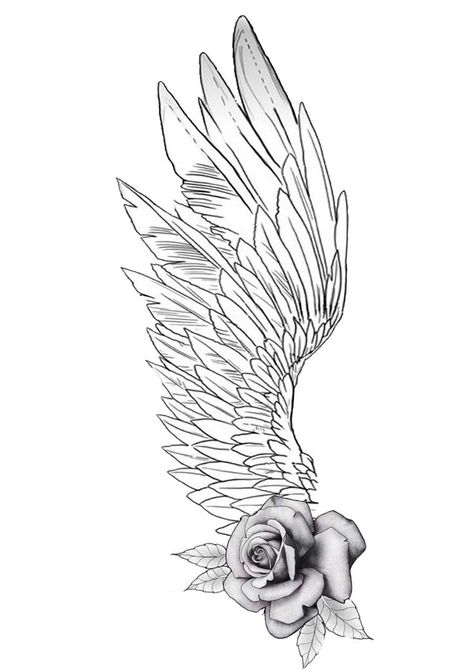 Angel Wings On Forearm Tattoo, Rose And Wing Tattoo, Angel Wings And Roses Tattoo, Angel Wings Rose Tattoo, Forearm Wing Tattoo, Koi Fish Drawing Tattoo, Wing Tattoo Men, Koi Fish Drawing, Native American Tattoo