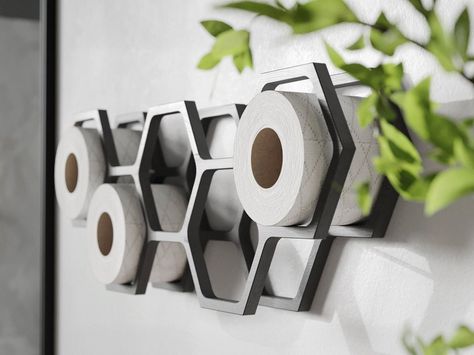 Toilet paper holder wooden shelf wc wall mount roll wood storage floating rack honeycomb Floating Spilling Coffee Cup Diy, Extra Toilet Paper Storage, Behind Toilet Accent Wall, Toilet Paper Holder Wood, Nice Toilet, Small Cloakroom, Floating Storage Shelves, Moon Shelf, Downstairs Cloakroom