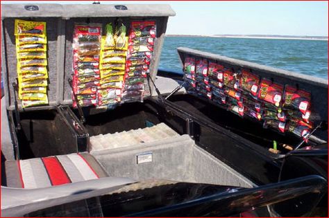 Bass Boat Organization, Tackle Storage Ideas, Bass Boat Storage, Bass Boat Accessories, Bass Boat Ideas, Boat Conversion, Boat Modifications, Boat Organization, Fishing Organization