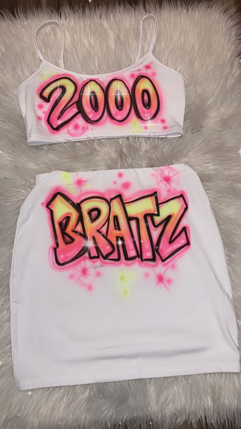 Personalized Airbrush Sexy 2 Piece Outfits Strap Crop Top Skirt Set 2000s fashion Airbrush Outfits, 21th Birthday, Sweet Sixteen Birthday Party Ideas, Airbrush Designs, 2000s Fashion Trends, Outfits 2000s, 21st Birthday Photoshoot, 90s Inspired Outfits, Crop Top Skirt Set