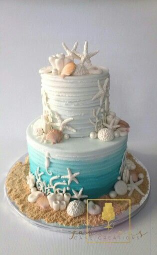 We started our fashion boutique to inspire bold & creative ladies across the globe to DARE TO BE DIFFERENT! 10% off orders $20+: NewCustomer alarkandalady.com Meme Cake, Ocean Birthday Cakes, Beach Birthday Cake, Torte Creative, Beach Theme Wedding Cakes, Beach Themed Cakes, Beach Cake, Ocean Cakes, Summer Cake