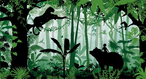 Om Art, Jungle Mural, Jungle Illustration, Jungle Wall, Tropical Animals, The Jungle Book, Illustration Portfolio, Silhouette Illustration, Le Roi Lion