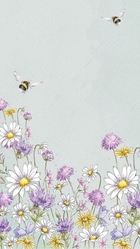 Pretty Phone Backgrounds, Honey Art, Bee And Flower, Room Paintings, 달력 디자인, Wrendale Designs, Ipad Wallpapers, Spring Wallpaper, Iphone Wallpaper Photos